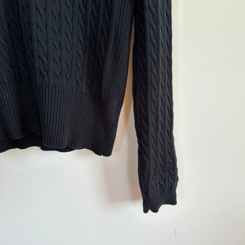 Tommy Hilfiger Vintage Cable Knit Sweater Pullover V-Neck Preppy Classic Black - Picture 4 of 10